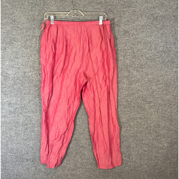 Eileen Fisher Pants Womens Medium Pink Salmon Linen Cropped Tapered Normcore - Picture 6 of 8